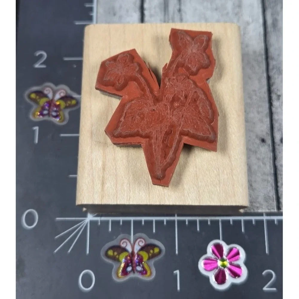 Stampin' Up! Stipple Flower Plant 1998 Long Stem Rubber Stamp Wood #A55
